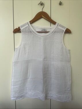 Vince White Sleeveless Pintuck Shell Top